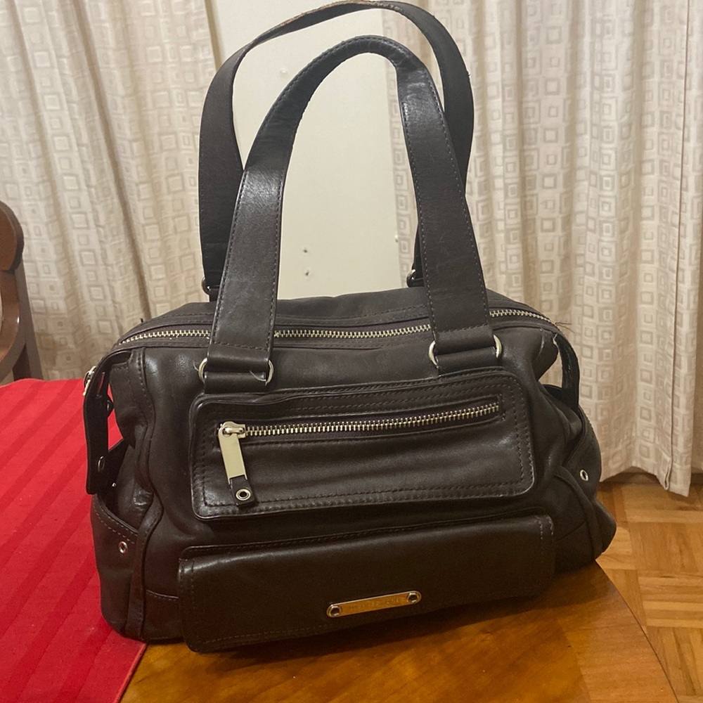 MICHAEL KORS large satchel, zipped brown leather handbag with many pockets